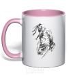 Mug with a colored handle Cossack with a saber light-pink фото