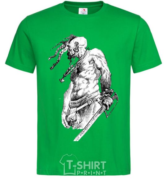 Men's T-Shirt Cossack with a saber kelly-green фото