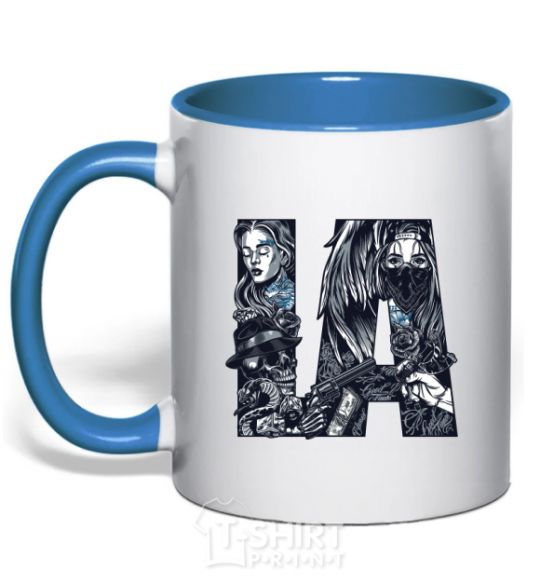 Mug with a colored handle LA girls royal-blue фото