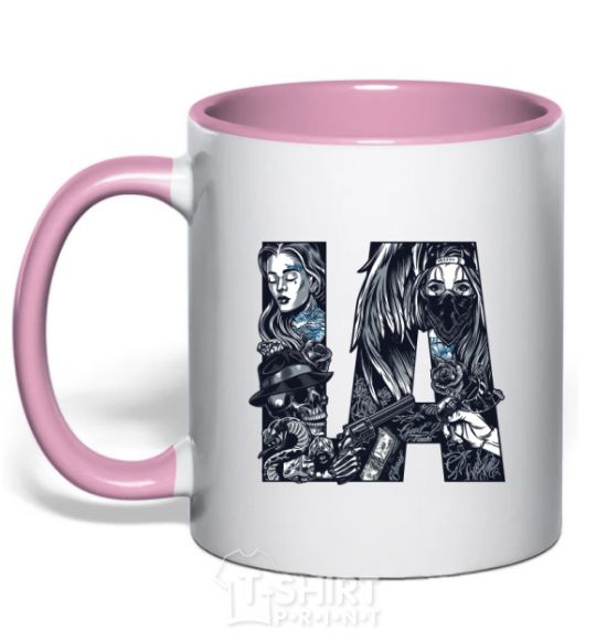 Mug with a colored handle LA girls light-pink фото