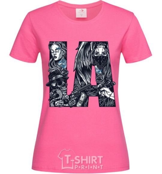 Женская футболка LA girls Ярко-розовый фото