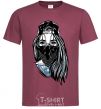 Men's T-Shirt Girl in fullcap burgundy фото