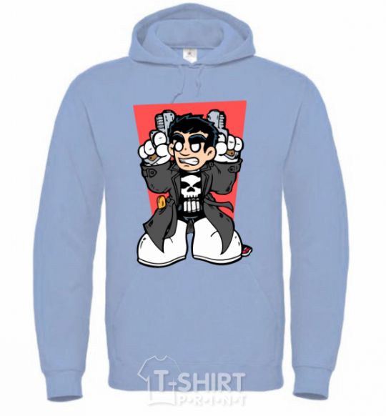 Men`s hoodie Punisher grafity sky-blue фото