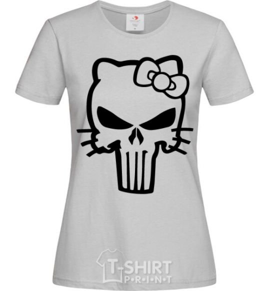 Women's T-shirt Hello kitty Punisher grey фото