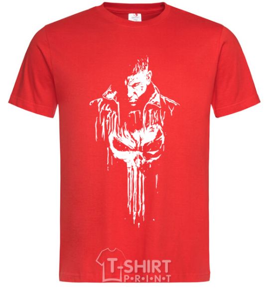 Men's T-Shirt Punisher white red фото