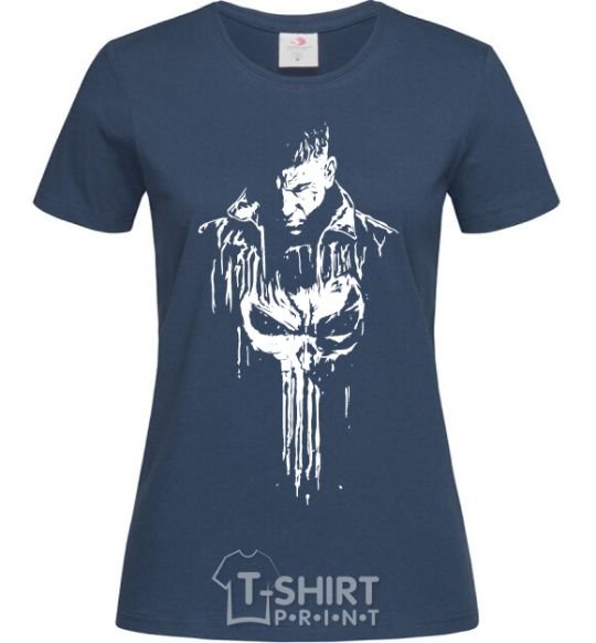 Women's T-shirt Punisher white navy-blue фото