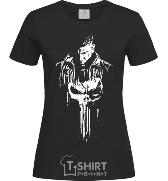 Women's T-shirt Punisher white black фото