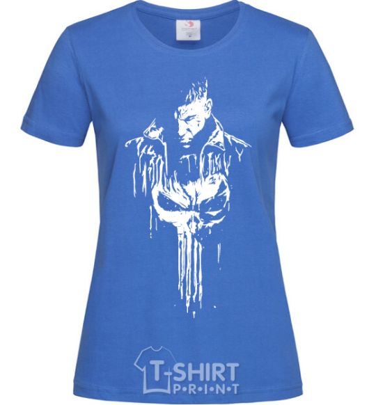 Women's T-shirt Punisher white royal-blue фото