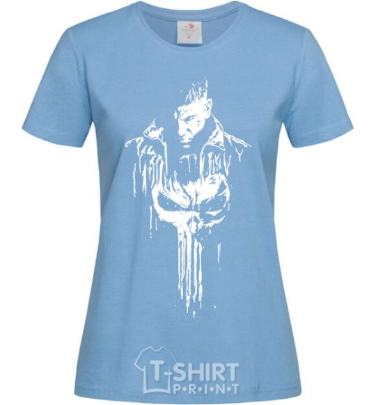 Women's T-shirt Punisher white sky-blue фото