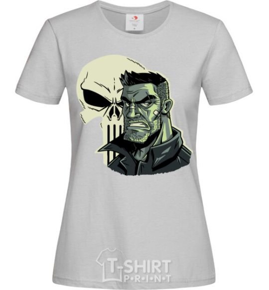 Women's T-shirt The Punisher sketches grey фото