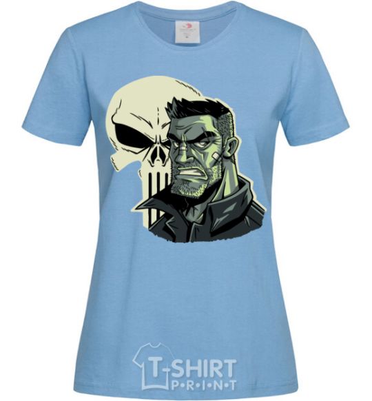 Women's T-shirt The Punisher sketches sky-blue фото