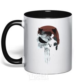 Mug with a colored handle Punisher red black фото