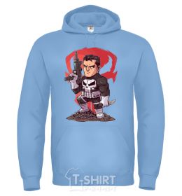 Men`s hoodie The Punisher and a mountain of bullets sky-blue фото