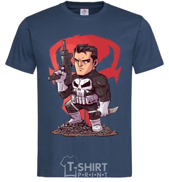 Men's T-Shirt The Punisher and a mountain of bullets navy-blue фото