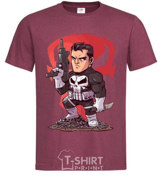 Men's T-Shirt The Punisher and a mountain of bullets burgundy фото