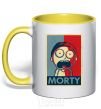 Mug with a colored handle Morty's art yellow фото