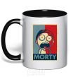 Mug with a colored handle Morty's art black фото