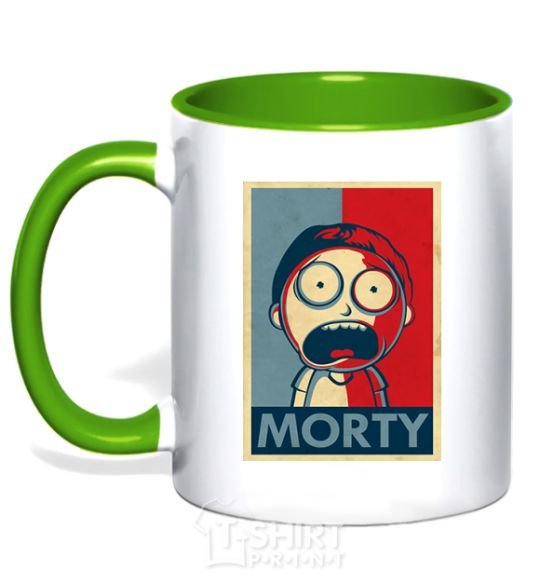 Mug with a colored handle Morty's art kelly-green фото