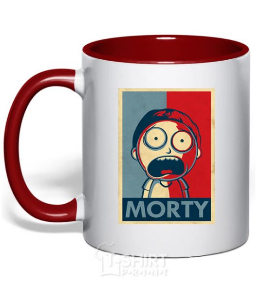 Mug with a colored handle Morty's art red фото