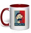 Mug with a colored handle Morty's art red фото