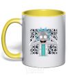 Mug with a colored handle Science Rick yellow фото