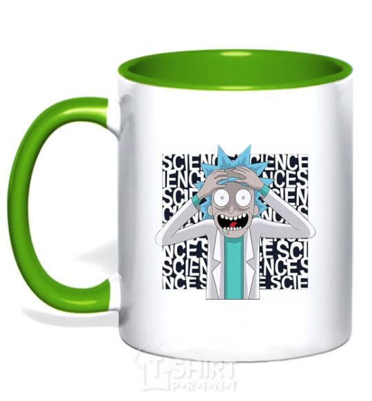 Mug with a colored handle Science Rick kelly-green фото