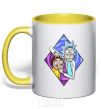 Mug with a colored handle Rick and Morty look yellow фото