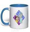 Mug with a colored handle Rick and Morty look royal-blue фото