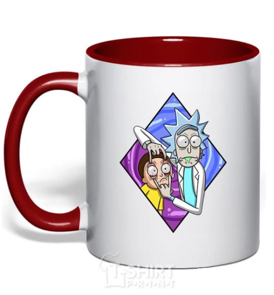 Mug with a colored handle Rick and Morty look red фото