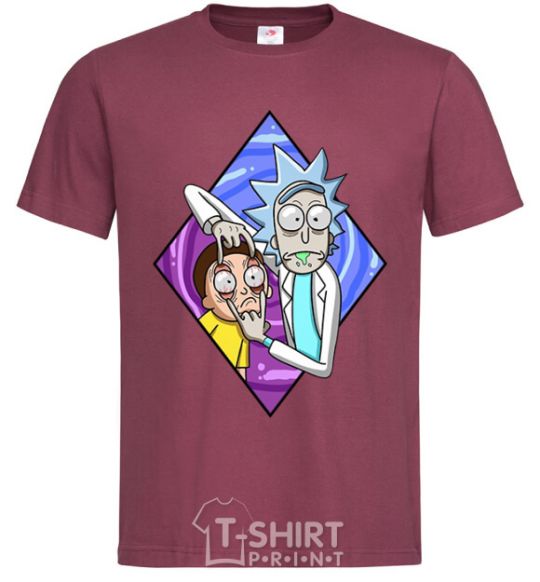 Men's T-Shirt Rick and Morty look burgundy фото