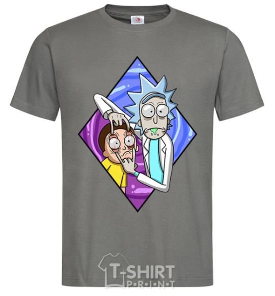 Men's T-Shirt Rick and Morty look dark-grey фото