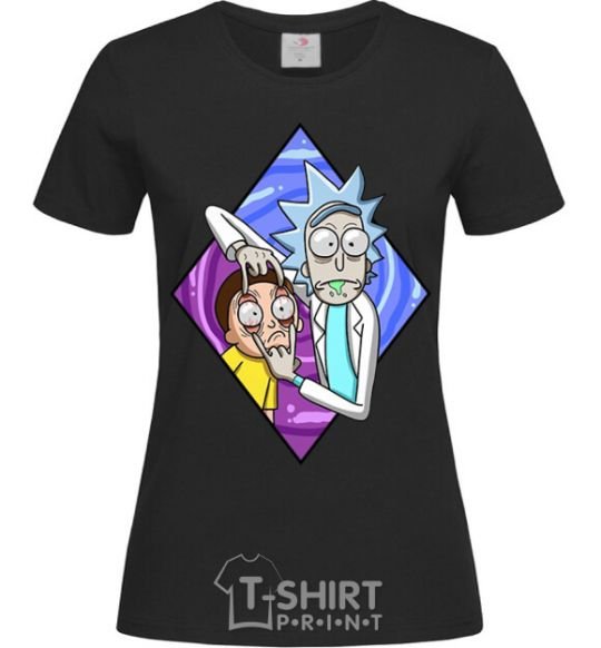 Women's T-shirt Rick and Morty look black фото