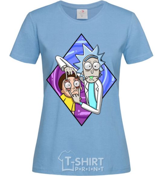 Women's T-shirt Rick and Morty look sky-blue фото