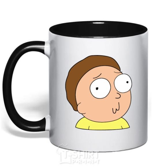 Mug with a colored handle Morty black фото