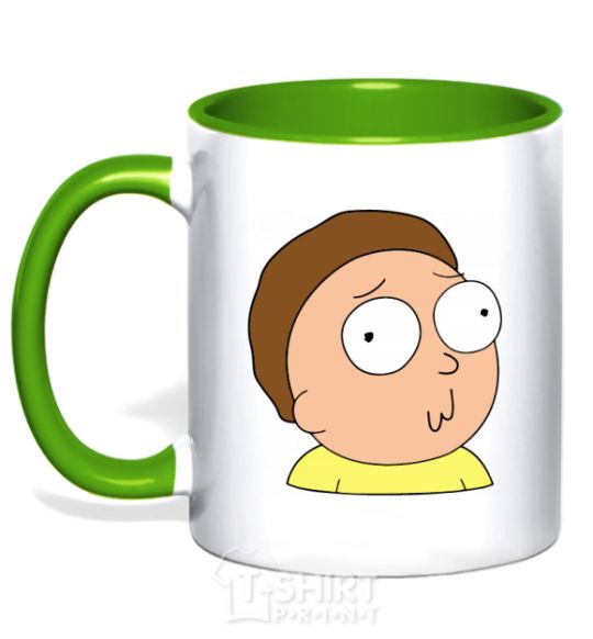 Mug with a colored handle Morty kelly-green фото