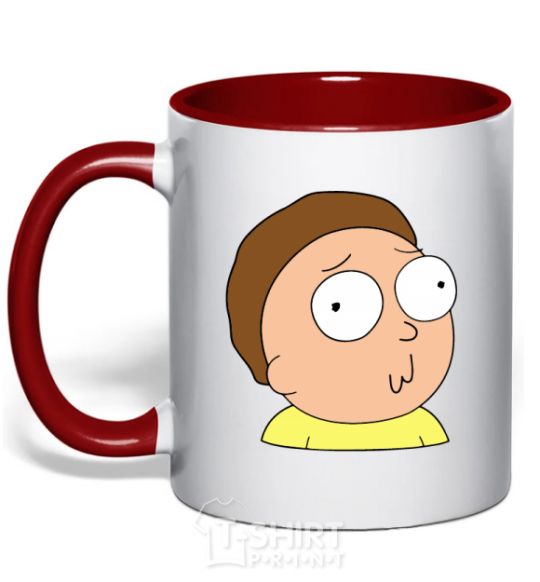 Mug with a colored handle Morty red фото
