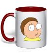 Mug with a colored handle Morty red фото