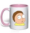 Mug with a colored handle Morty light-pink фото