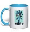 Mug with a colored handle Rick bear sky-blue фото