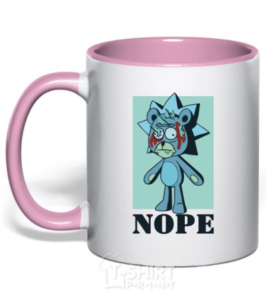 Mug with a colored handle Rick bear light-pink фото