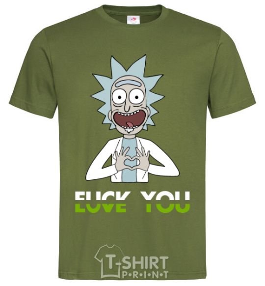 Мужская футболка Rick Love you Оливковый фото
