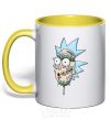 Mug with a colored handle Rick melted down yellow фото