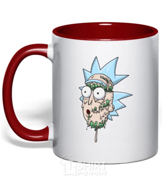 Mug with a colored handle Rick melted down red фото