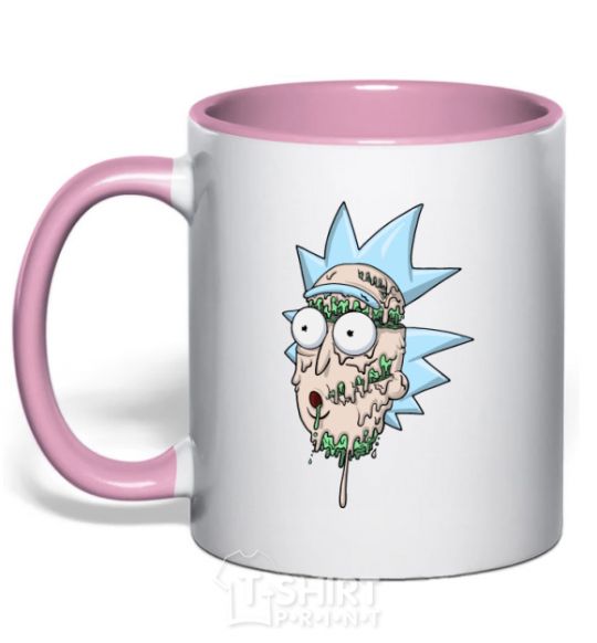 Mug with a colored handle Rick melted down light-pink фото