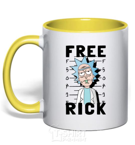 Mug with a colored handle Free Rick yellow фото