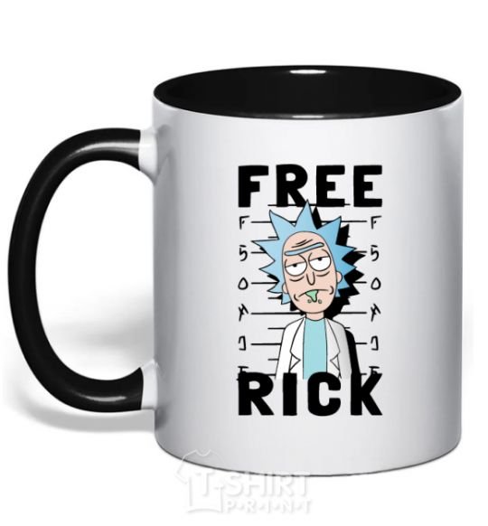 Mug with a colored handle Free Rick black фото