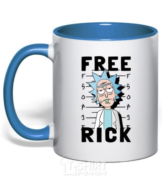 Mug with a colored handle Free Rick royal-blue фото