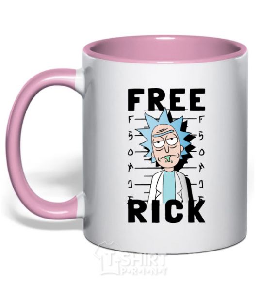 Mug with a colored handle Free Rick light-pink фото