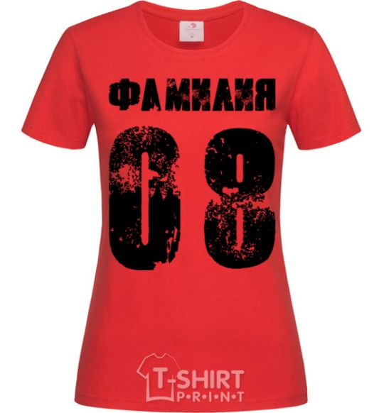 Women's T-shirt Surname 08 red фото