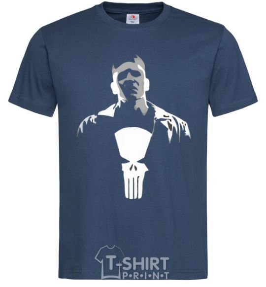 Men's T-Shirt Punisher white and gray navy-blue фото